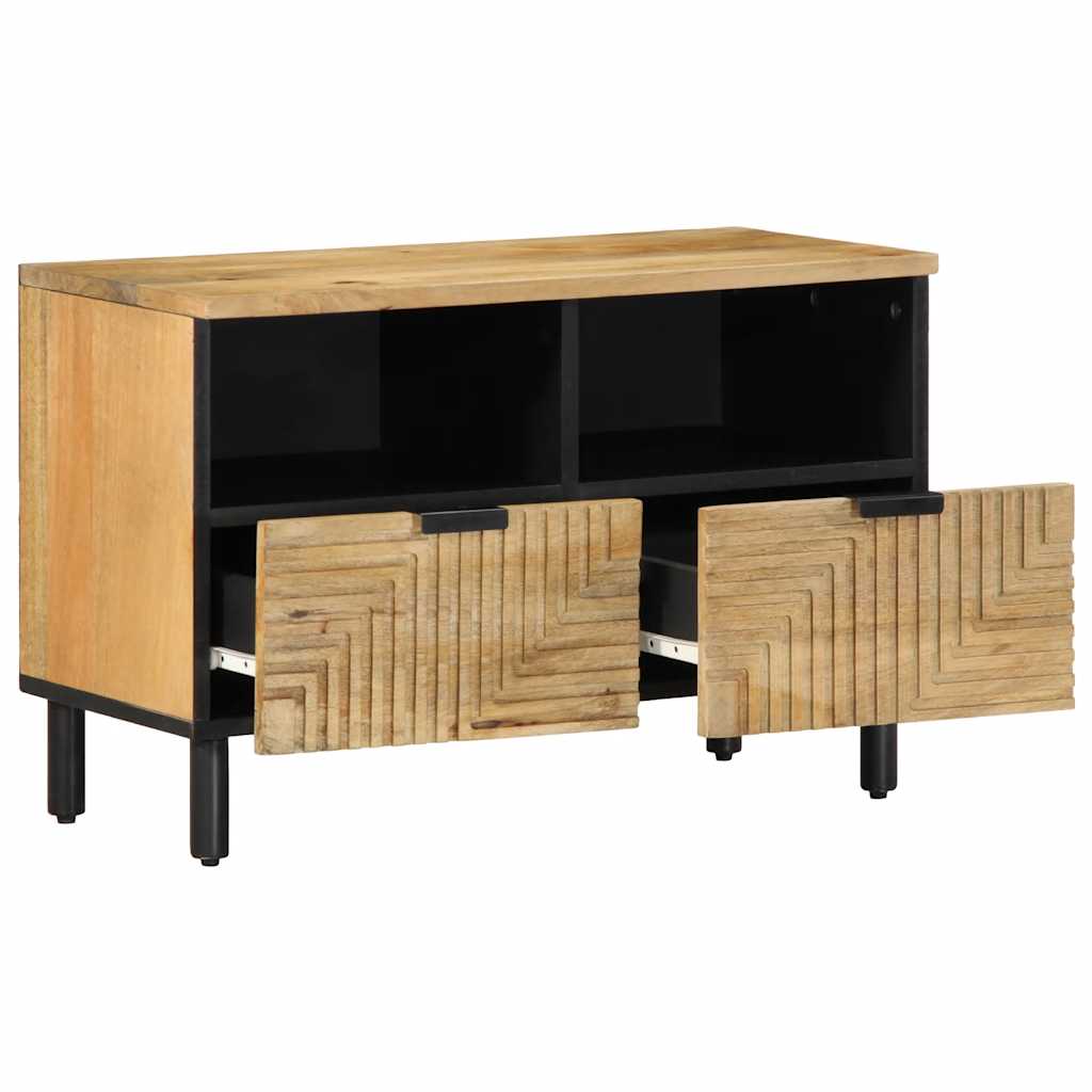 Meuble TV marron 70x33x46 cm bois massif de manguier