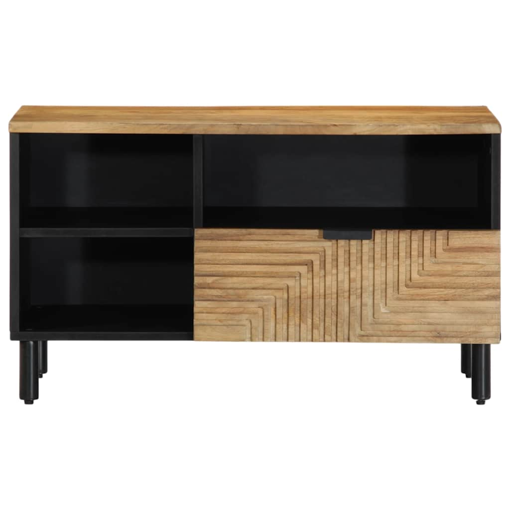 Meuble TV marron 80x33x46 cm bois massif de manguier