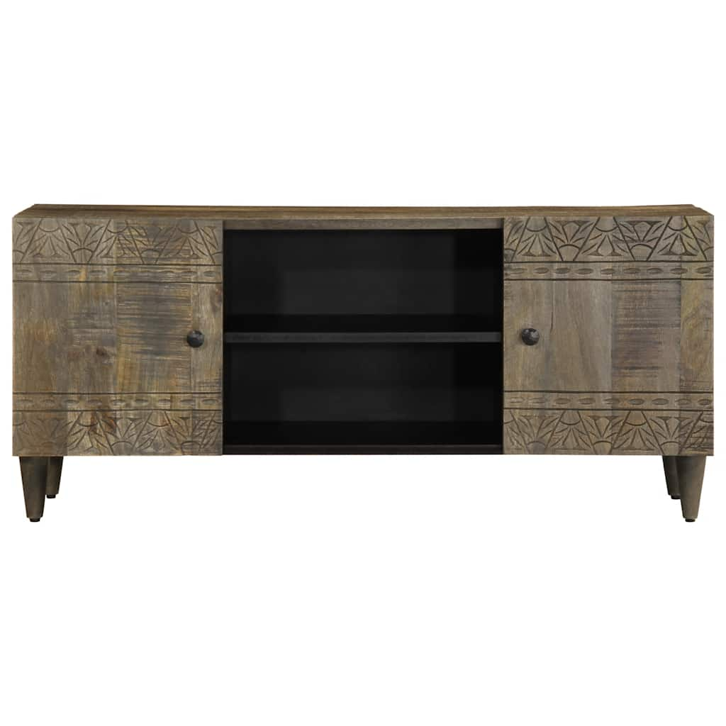 Meuble TV gris clair 105x33,5x46 cm bois massif de manguier