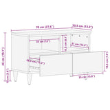 Meuble TV gris clair 70x33,5x46 cm bois massif de manguier