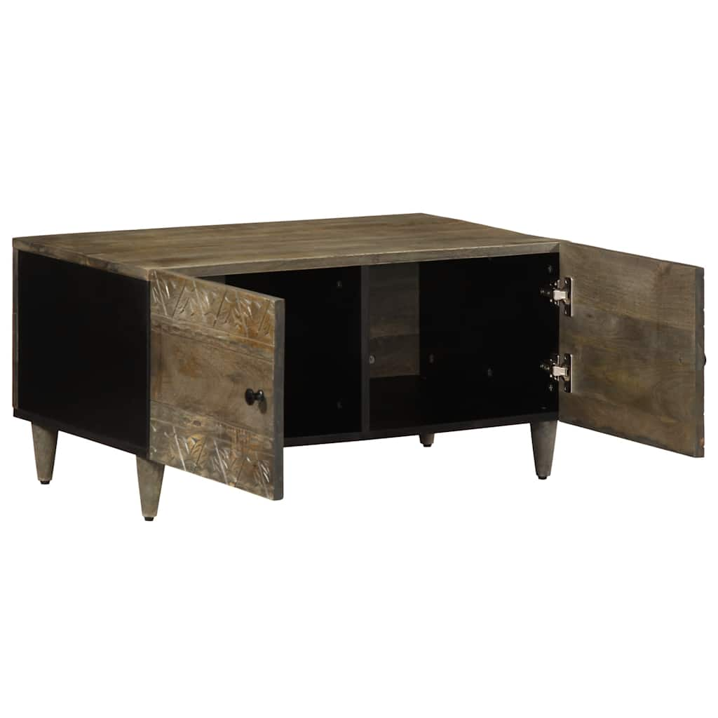 Table basse gris clair 80x50x40 cm bois de manguier massif