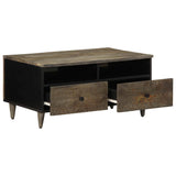 Table basse gris clair 80x54x40 cm bois massif de manguier