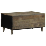 Table basse gris clair 80x54x40 cm bois massif de manguier