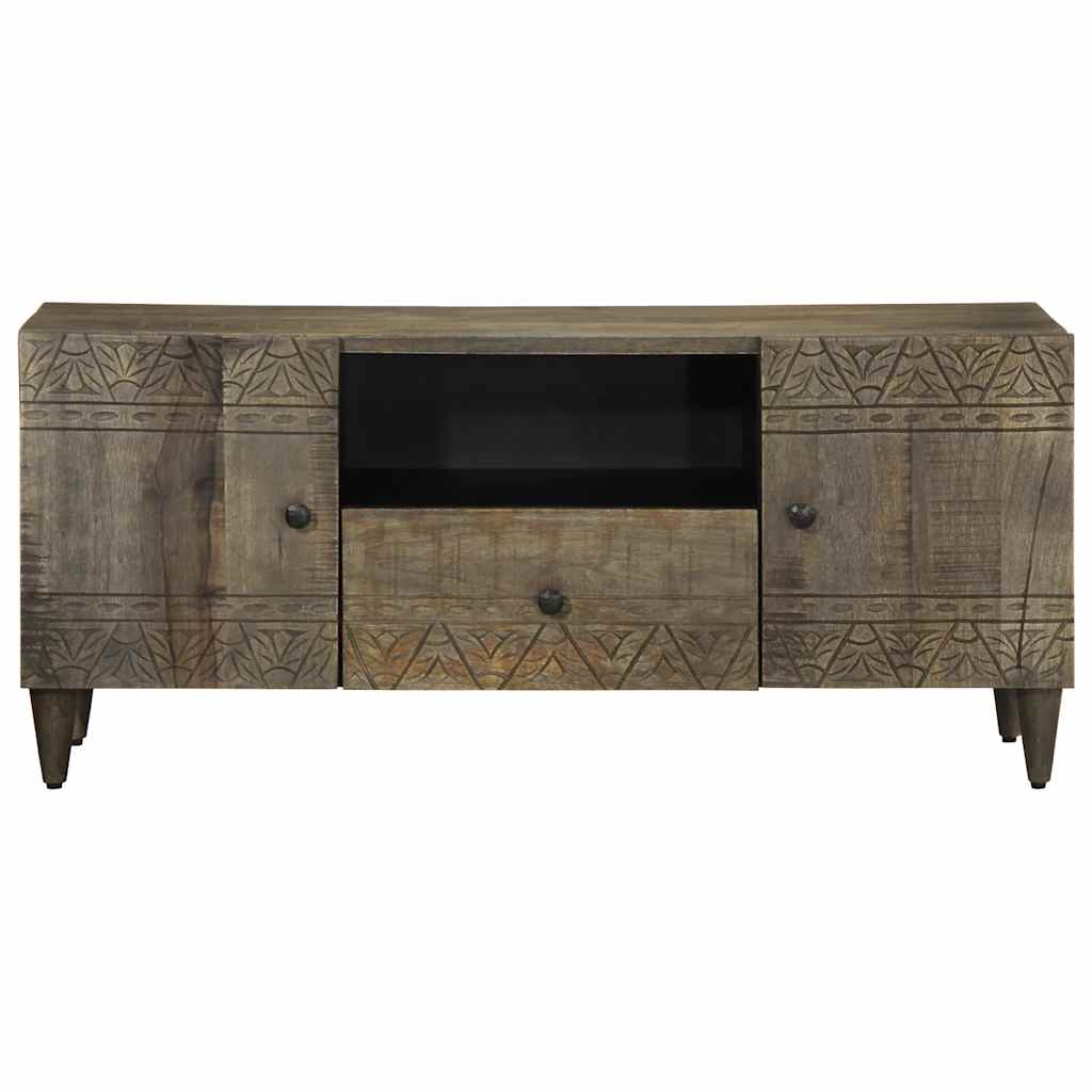 Meuble TV gris clair 105x33,5x46 cm bois massif de manguier