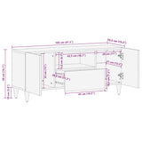 Meuble TV gris clair 105x33,5x46 cm bois massif de manguier