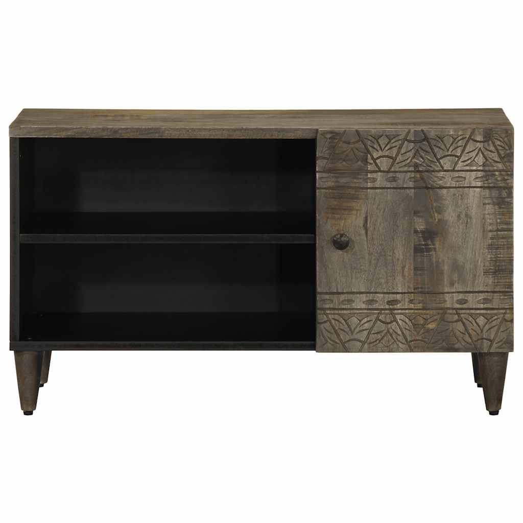 Meuble TV gris clair 80x31,5x46 cm bois massif de manguier