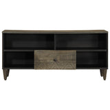 Meuble TV noir 100x33x46 cm bois massif de manguier