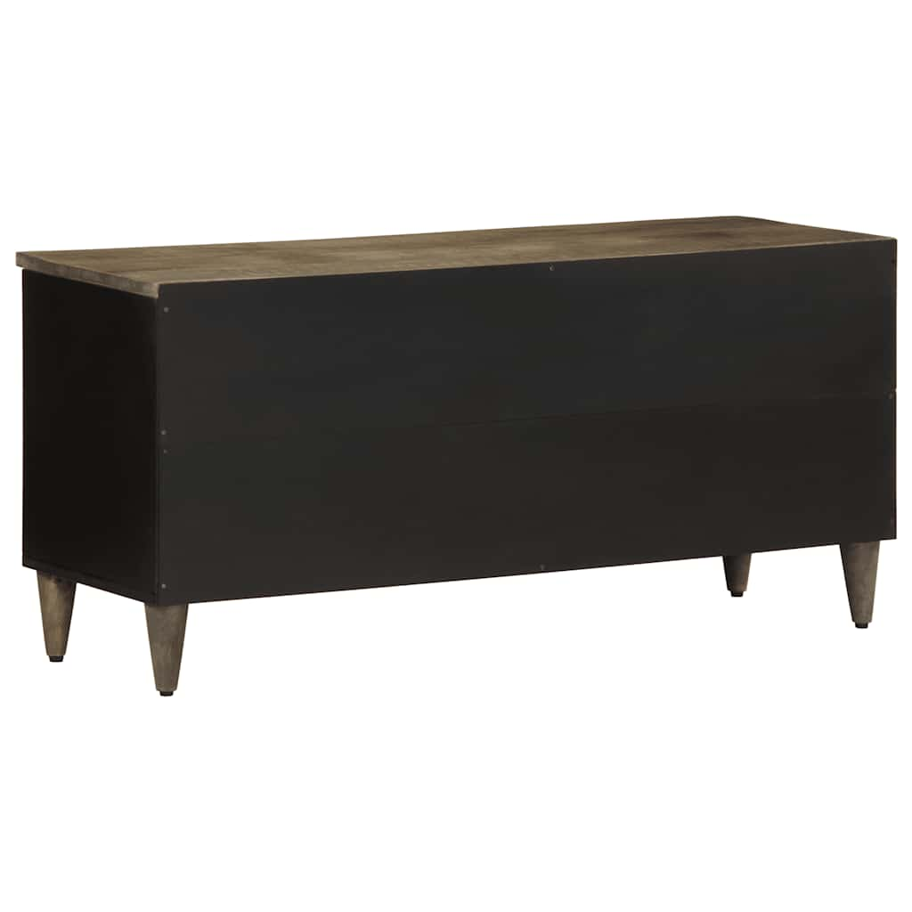 Meuble TV noir 100x33x46 cm bois massif de manguier