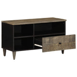 Meuble TV noir 80x33x46 cm bois massif de manguier