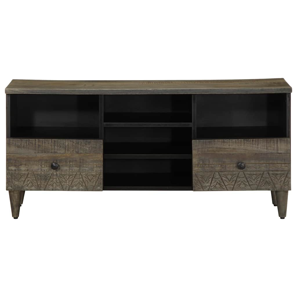 Meuble TV noir 100x33x46 cm bois massif de manguier