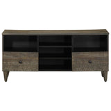 Meuble TV noir 100x33x46 cm bois massif de manguier