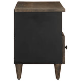 Meuble TV noir 100x33x46 cm bois massif de manguier