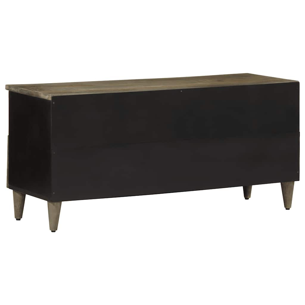 Meuble TV noir 100x33x46 cm bois massif de manguier