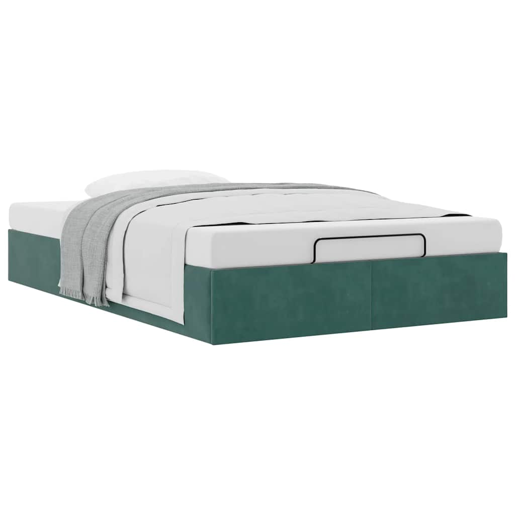 Cadre de lit ottoman sans matelas vert foncé 120x200 cm velours