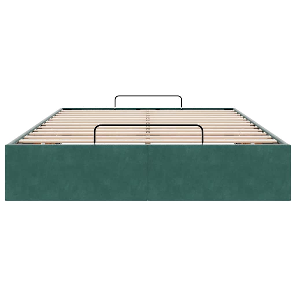 Cadre de lit ottoman sans matelas vert foncé 120x200 cm velours