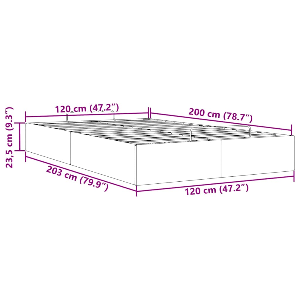 Cadre de lit ottoman sans matelas vert foncé 120x200 cm velours