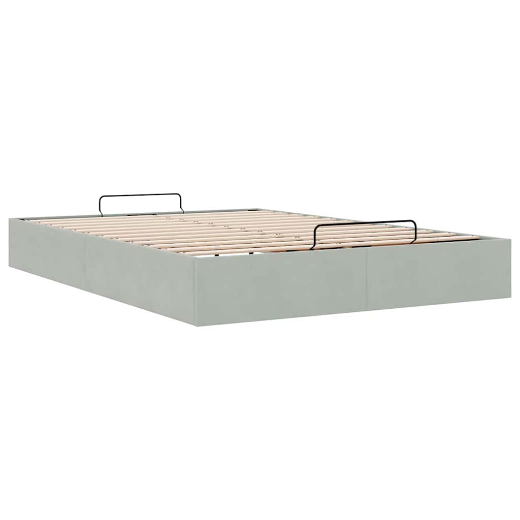 Cadre de lit ottoman sans matelas gris clair 140x190 cm velours