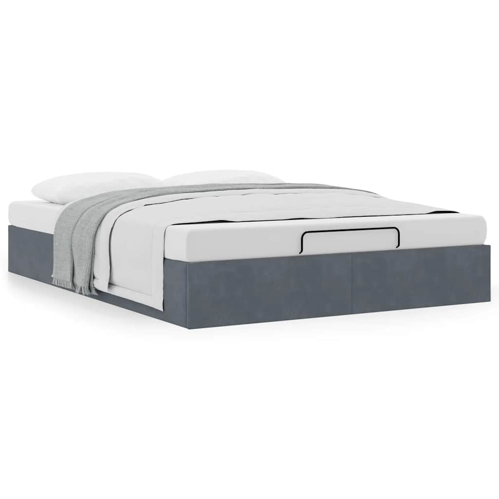 Cadre de lit ottoman sans matelas gris foncé 140x190 cm velours