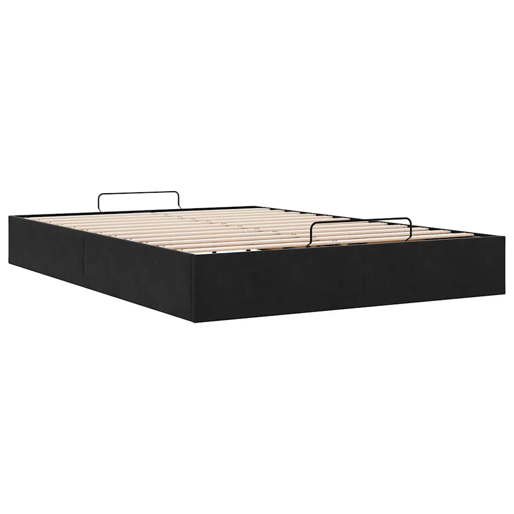 Cadre de lit ottoman sans matelas noir 140x190 cm velours