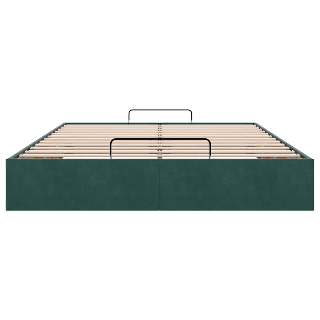 Cadre de lit ottoman sans matelas vert foncé 140x190 cm velours