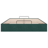 Cadre de lit ottoman sans matelas vert foncé 140x190 cm velours