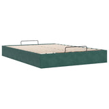 Cadre de lit ottoman sans matelas vert foncé 140x190 cm velours