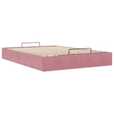 Cadre de lit ottoman sans matelas rose 140x190 cm velours