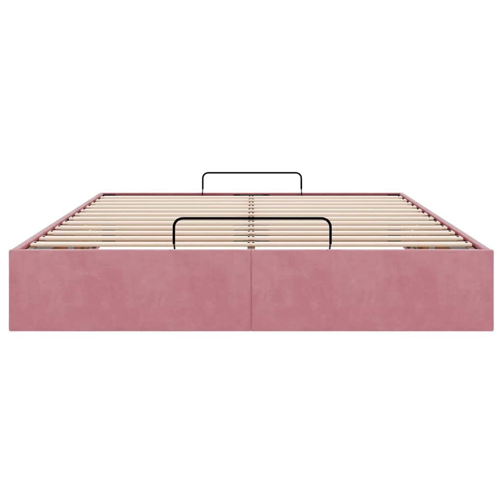 Cadre de lit ottoman sans matelas rose 140x190 cm velours