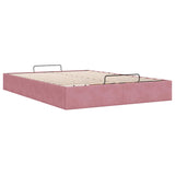 Cadre de lit ottoman sans matelas rose 140x190 cm velours