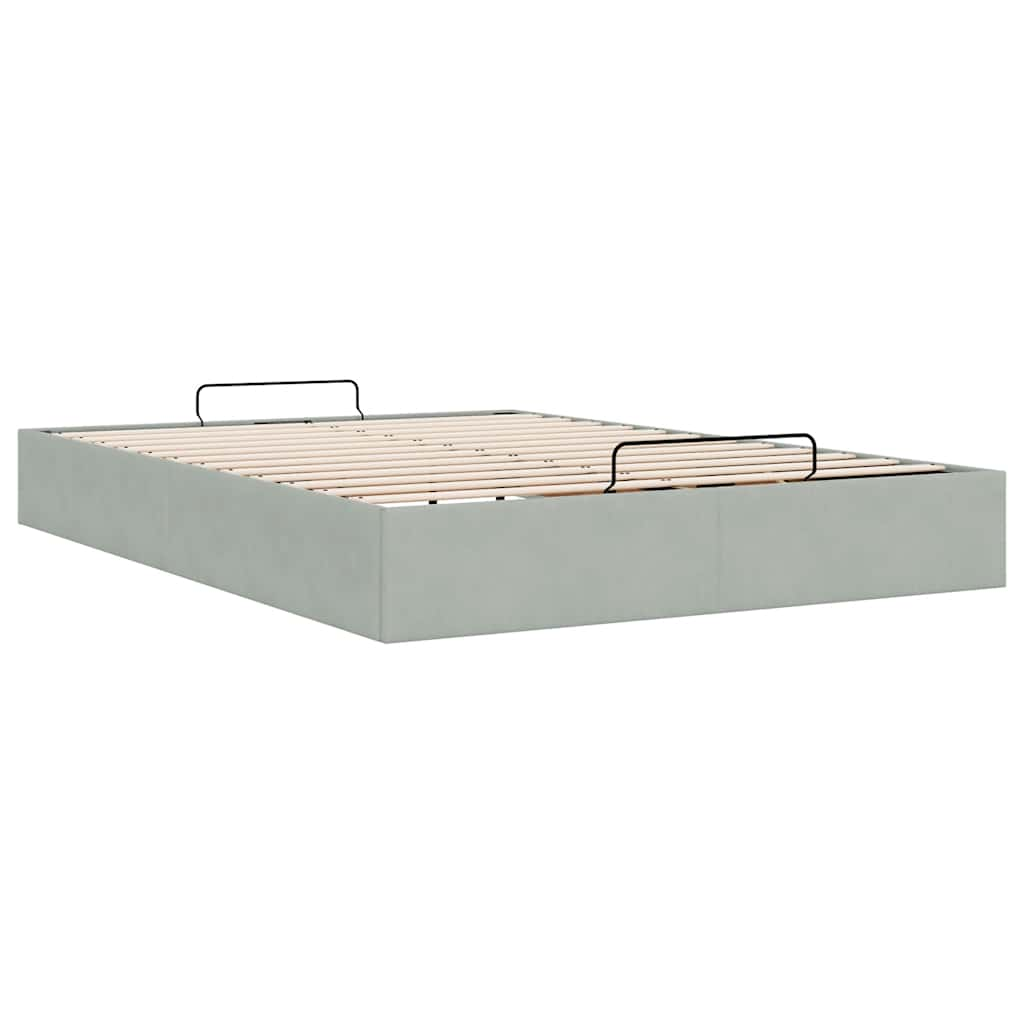 Cadre de lit ottoman sans matelas gris clair 140x200 cm velours