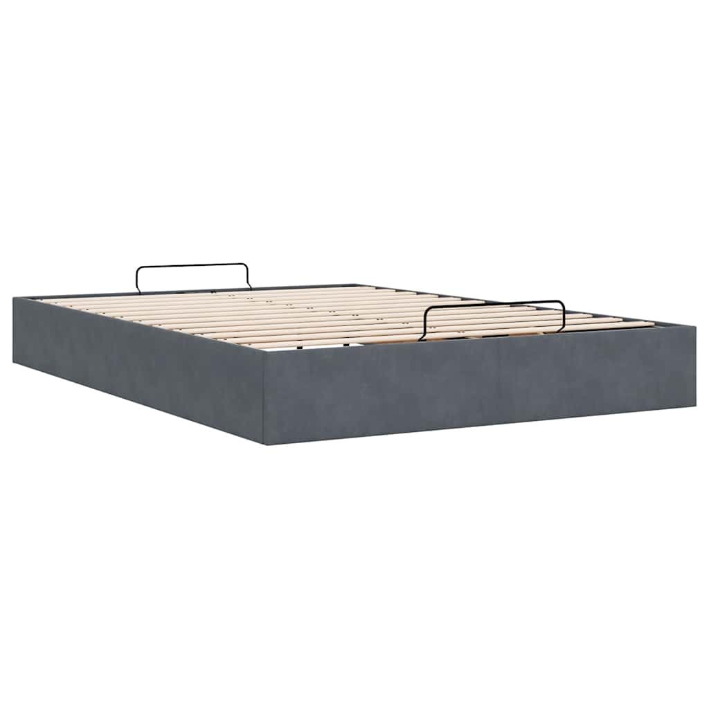 Cadre de lit ottoman sans matelas gris foncé 140x200 cm velours