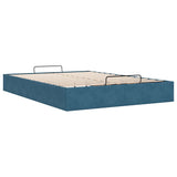 Cadre de lit ottoman sans matelas bleu foncé 140x200 cm velours