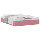 Cadre de lit ottoman sans matelas rose 140x200 cm velours