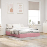 Cadre de lit ottoman sans matelas rose 140x200 cm velours