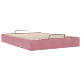 Cadre de lit ottoman sans matelas rose 140x200 cm velours