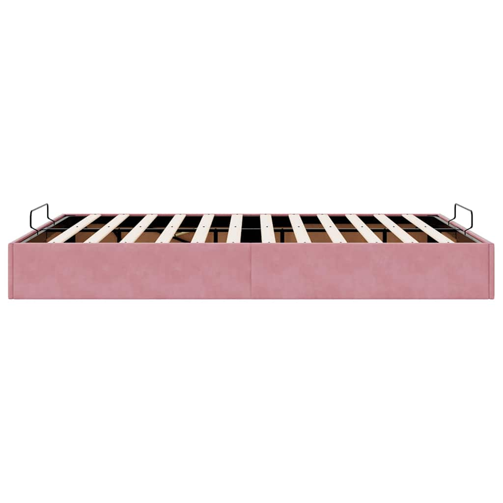 Cadre de lit ottoman sans matelas rose 140x200 cm velours