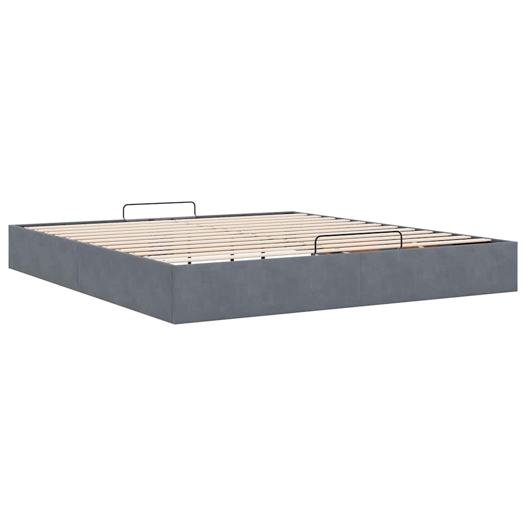 Cadre de lit ottoman sans matelas gris foncé 160x200 cm velours