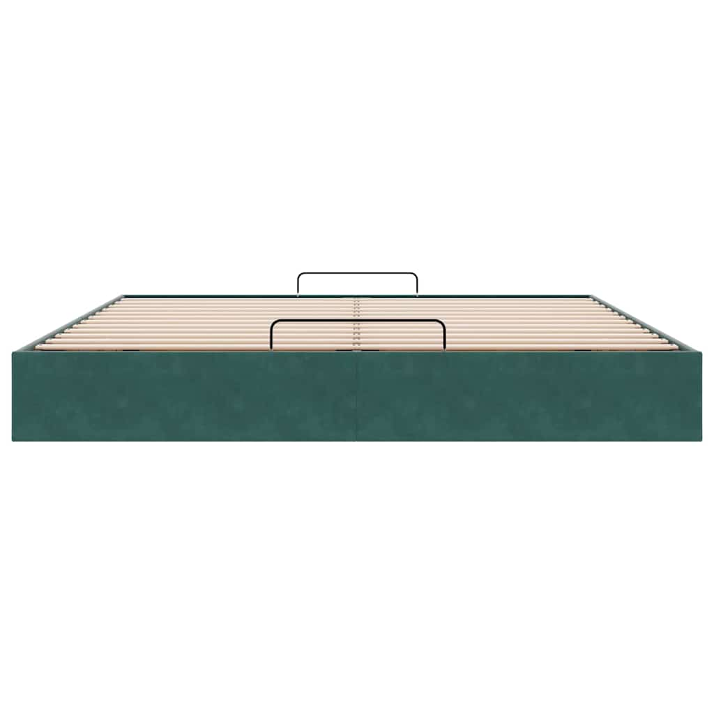 Cadre de lit ottoman sans matelas vert foncé 160x200 cm velours