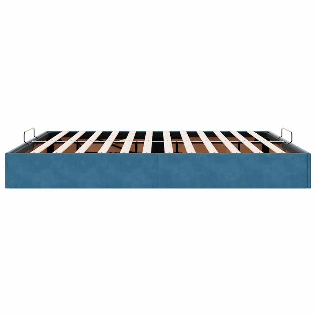 Cadre de lit ottoman sans matelas bleu foncé 160x200 cm velours