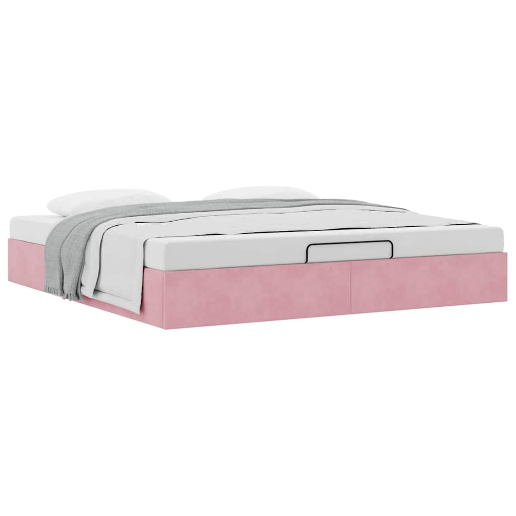 Cadre de lit ottoman sans matelas rose 160x200 cm velours