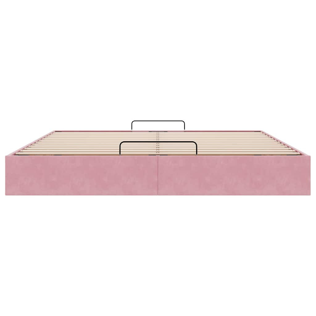 Cadre de lit ottoman sans matelas rose 160x200 cm velours