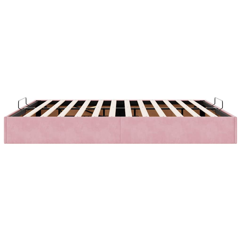 Cadre de lit ottoman sans matelas rose 160x200 cm velours