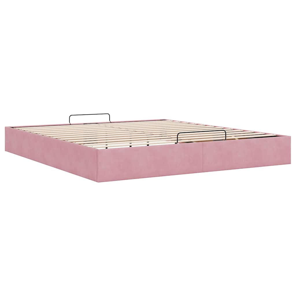 Cadre de lit ottoman sans matelas rose 160x200 cm velours