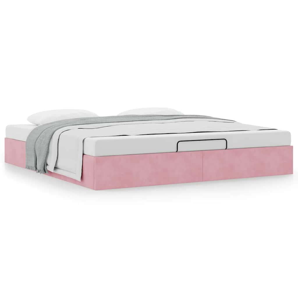 Cadre de lit ottoman sans matelas rose 160x200 cm velours