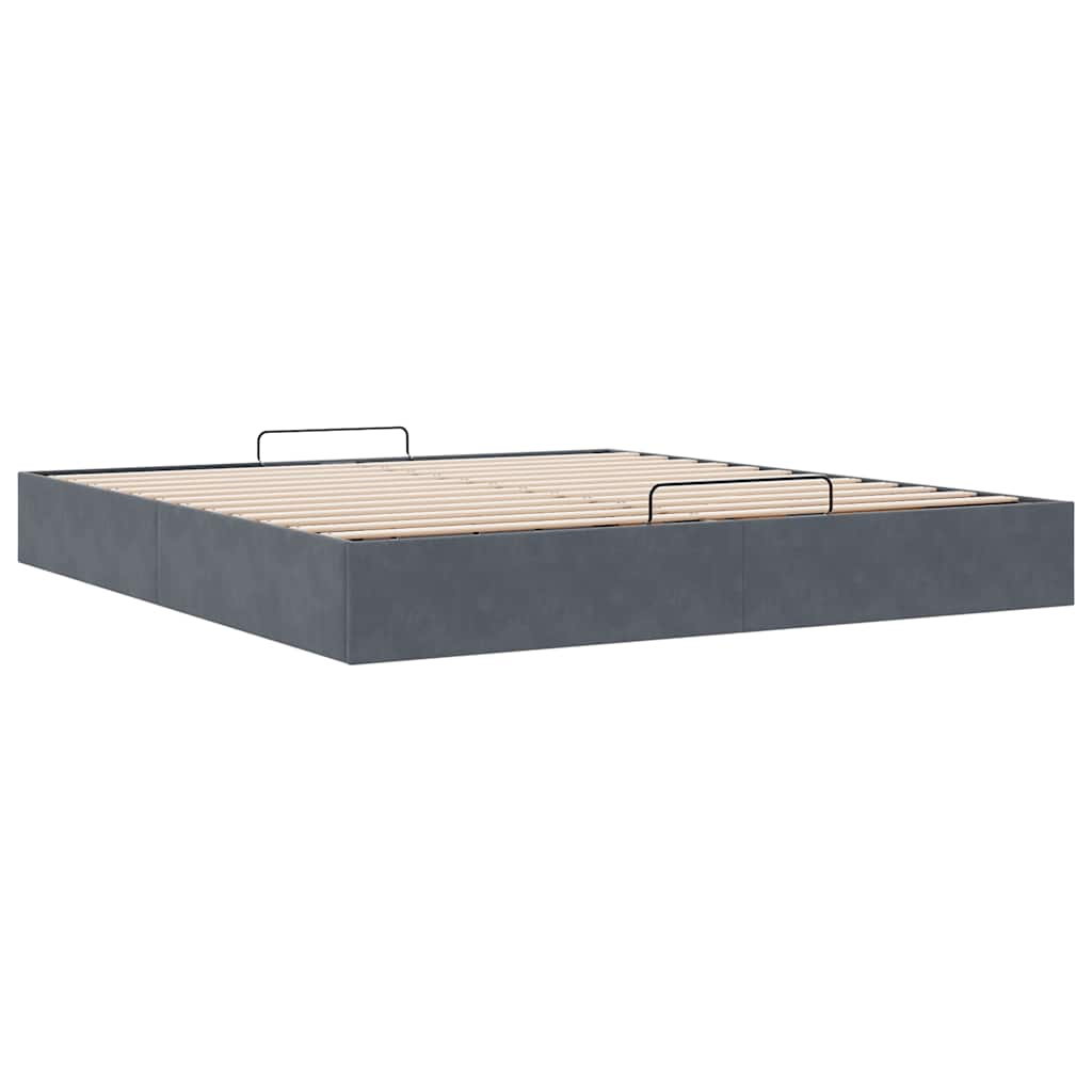 Cadre de lit ottoman sans matelas gris foncé 200x200 cm velours