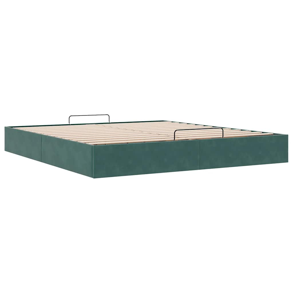 Cadre de lit ottoman sans matelas vert foncé 200x200 cm velours