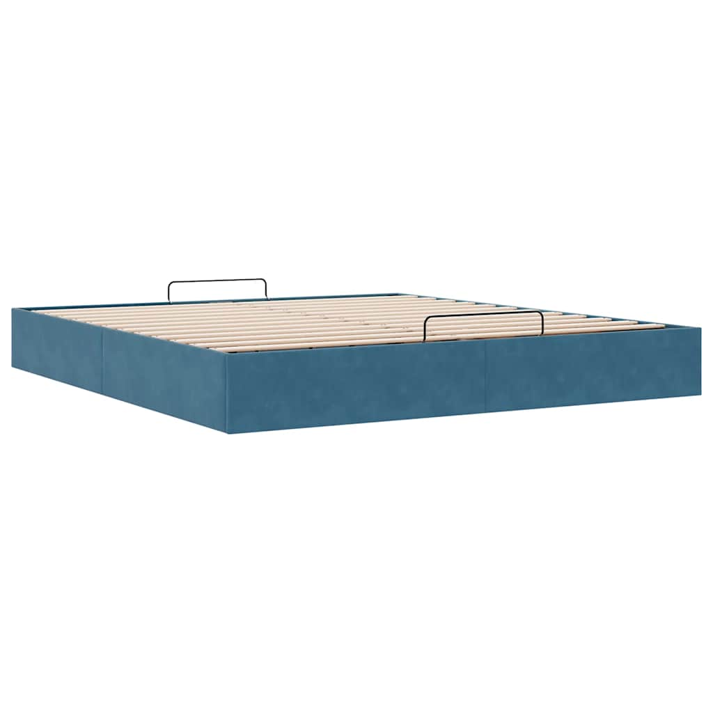 Cadre de lit ottoman sans matelas bleu foncé 200x200 cm velours