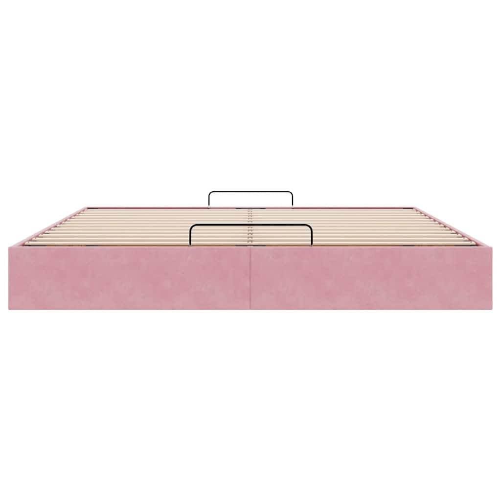 Cadre de lit ottoman sans matelas rose 200x200 cm velours