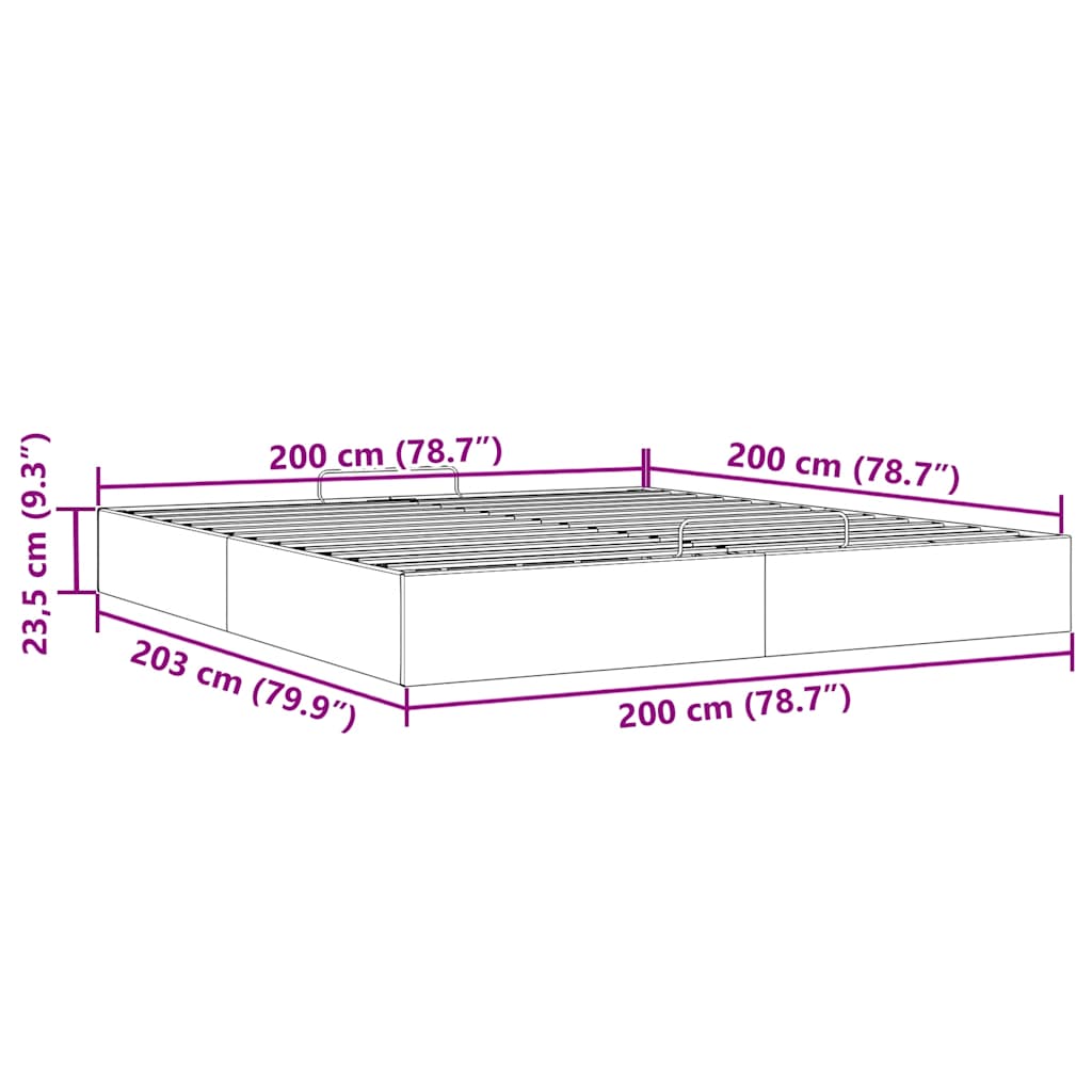 Cadre de lit ottoman sans matelas rose 200x200 cm velours