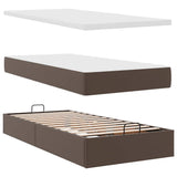 Cadre de lit ottoman avec matelas marron 100x200 cm similicuir